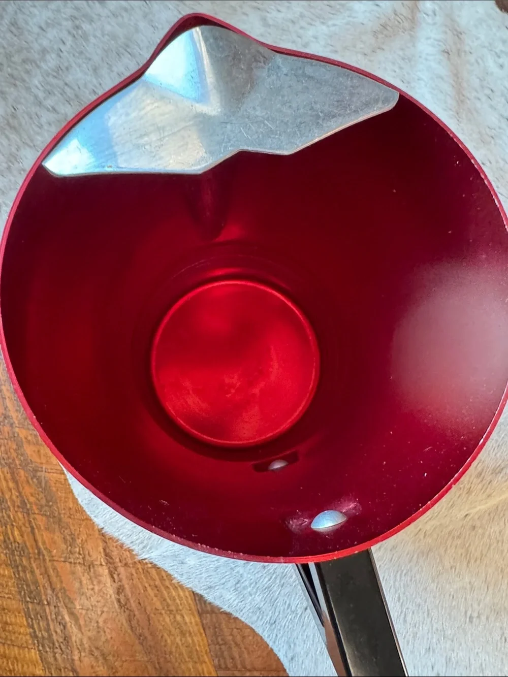 Red Metal Pouring Pitcher with Black Handle - Serveware